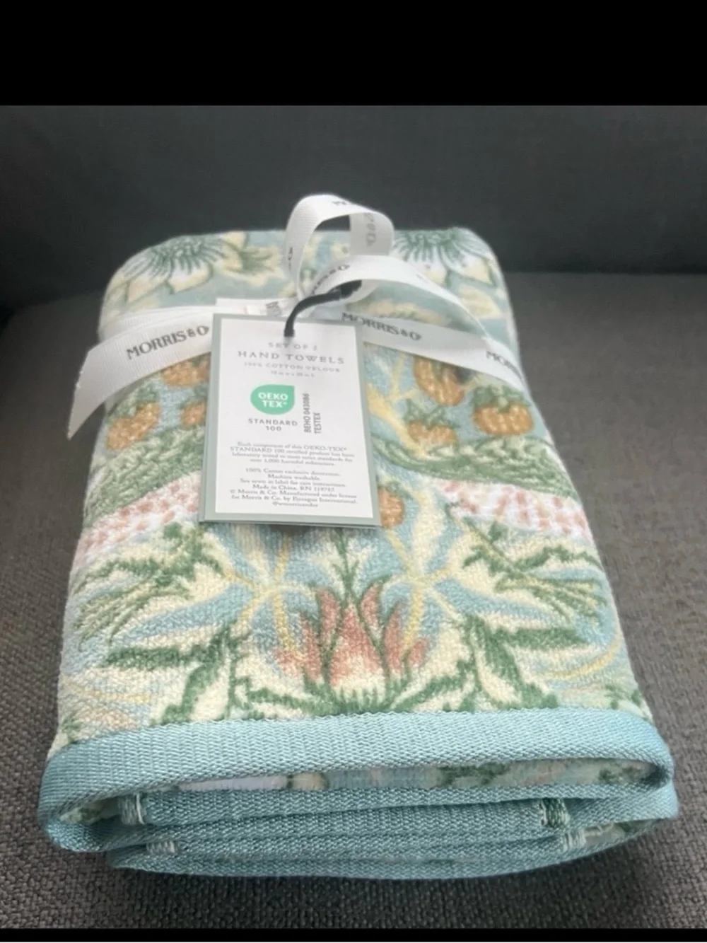 William Morris Strawberry Thief Hand Towel Set of 2